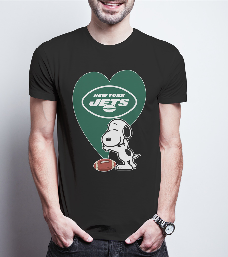 New York Jets Football Heart Snoopy Hug T-Shirt