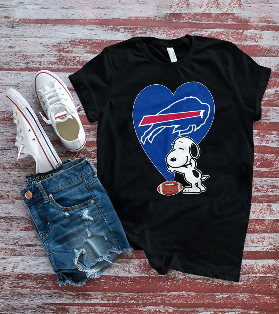 Buffalo Bills Snoopy Hug Heart Football T-Shirt