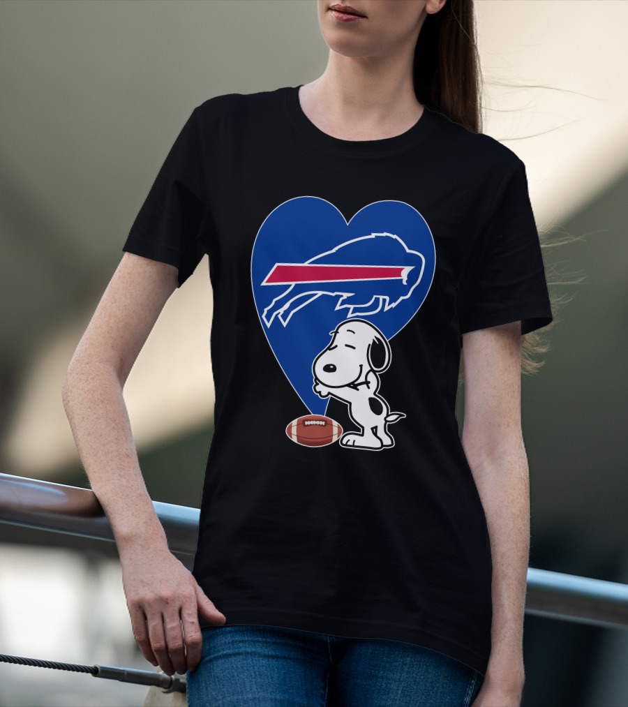 Buffalo Bills Snoopy Hug Heart Football T-Shirt