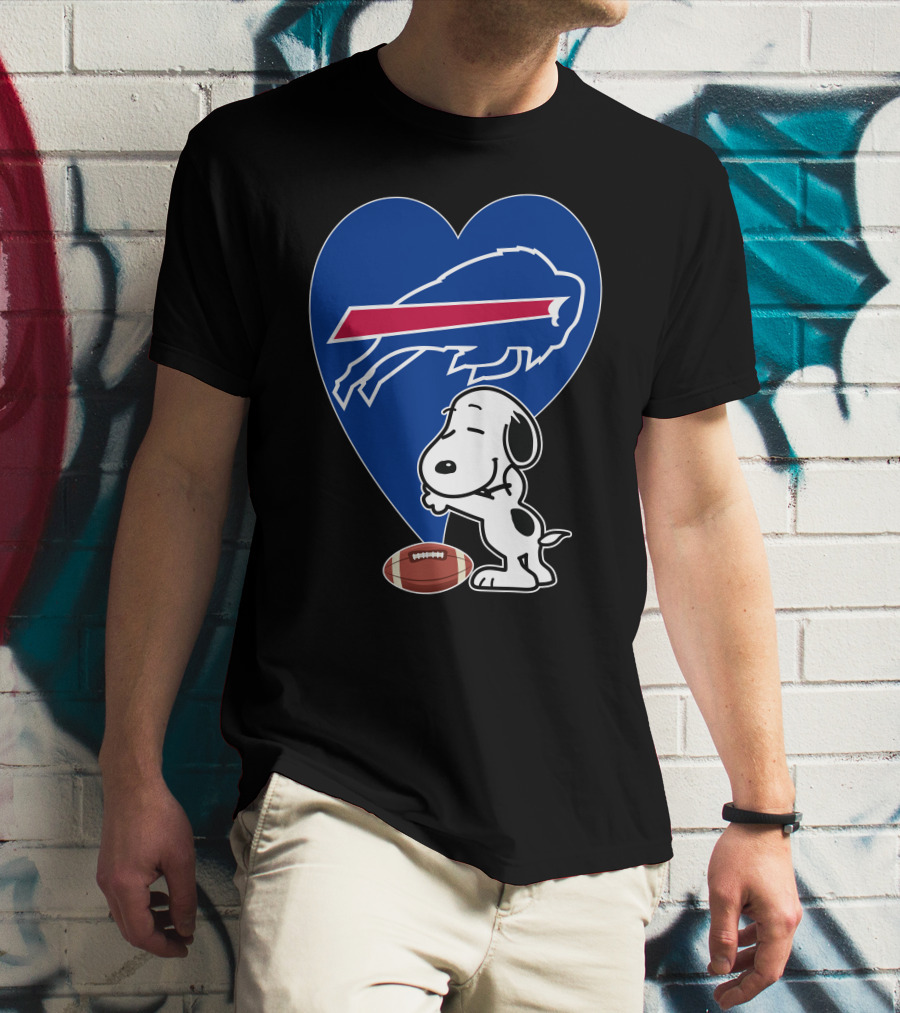 Buffalo Bills Snoopy Hug Heart Football T-Shirt