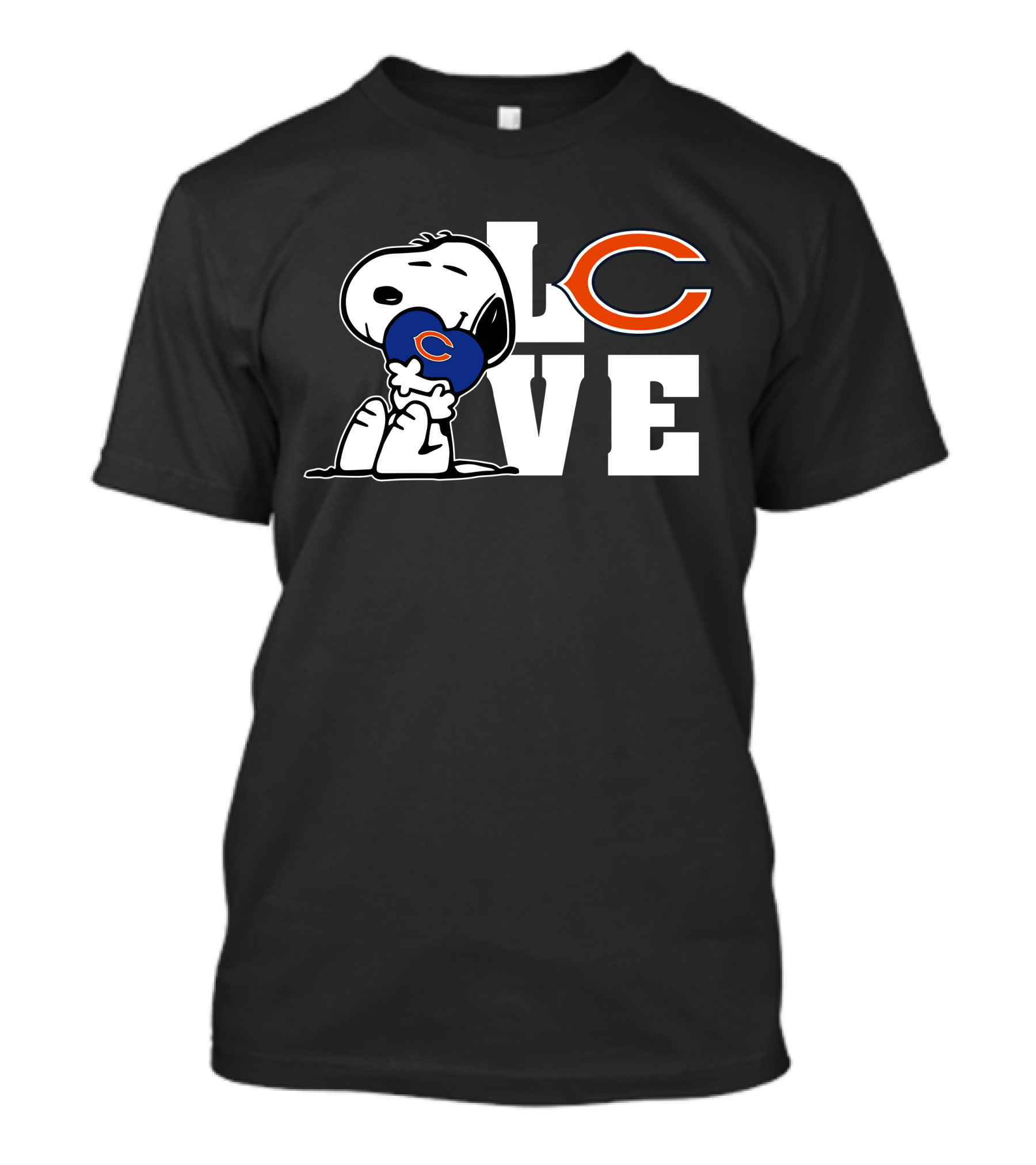 Snoopy Love Chicago Bears LVE C Heart Football T-Shirt