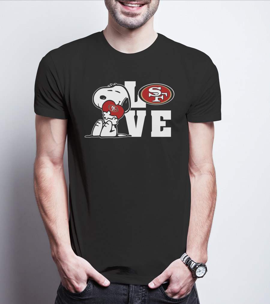 Snoopy Love San Francisco 49ers SF Logo Peanuts Football T-Shirt