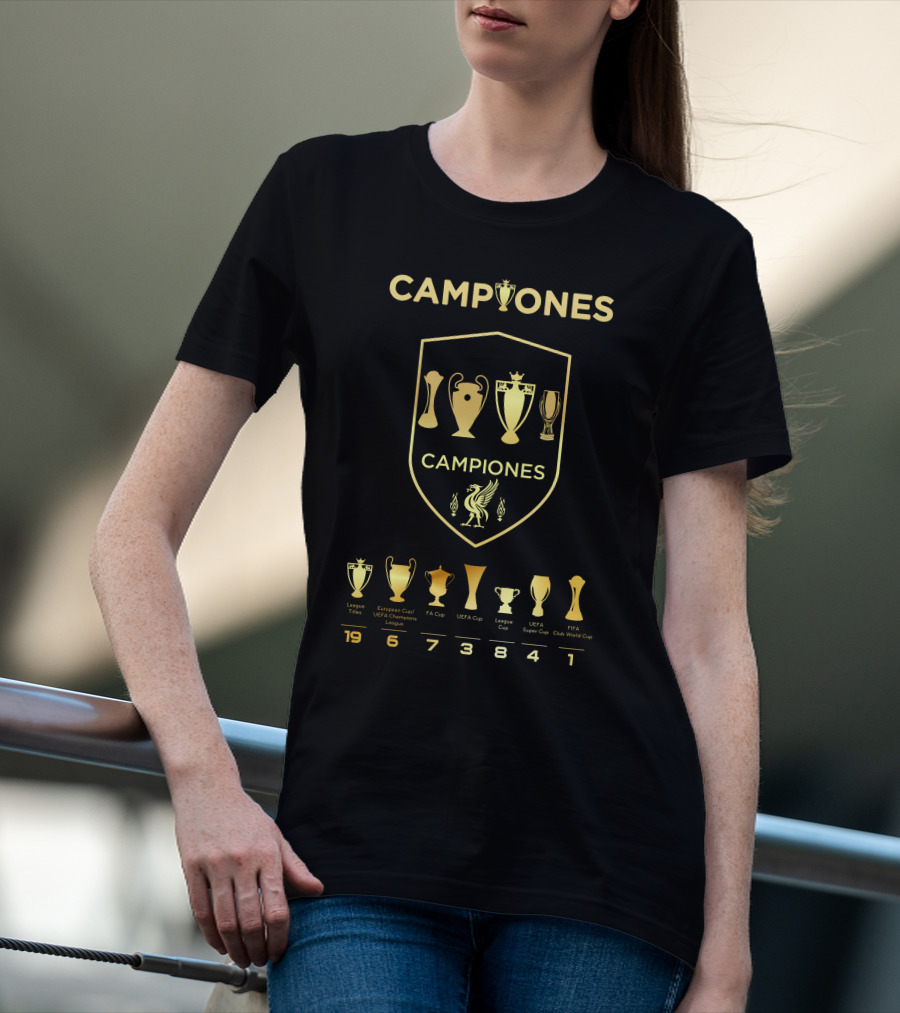 Liverpool Campiones Trophy Achievements European Cup FA League Titles T-Shirt