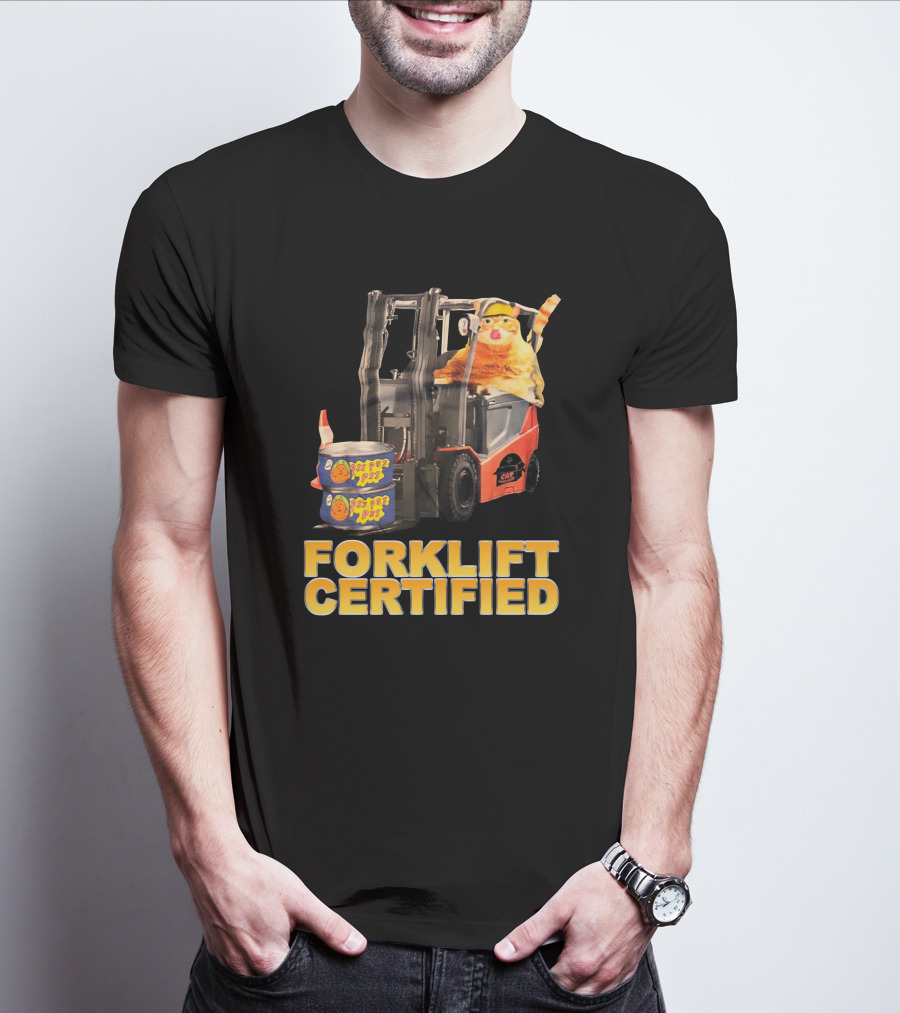 Forklift Certified Cat With Chef Pepe Soup Cans T-Shirt