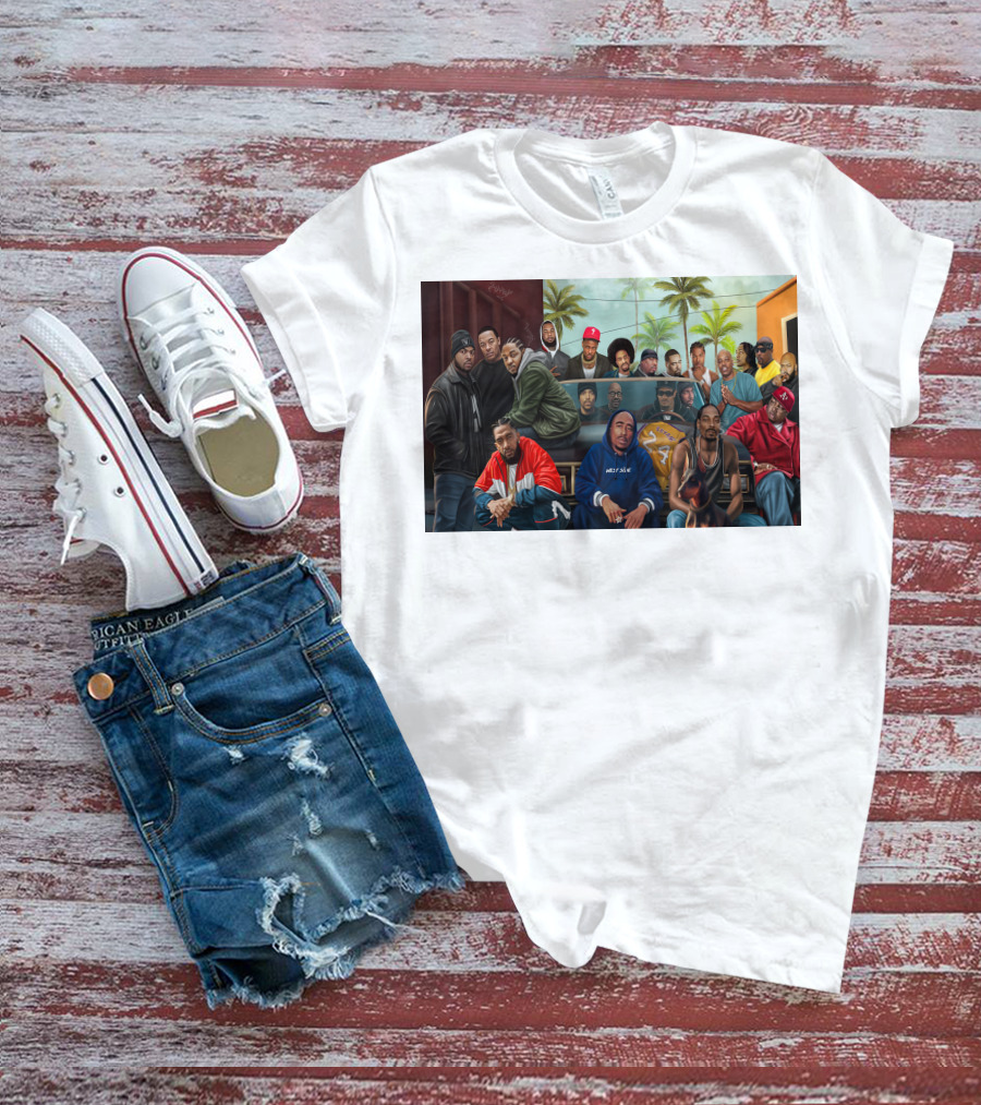 WCHH Hip Hop Legends Collage Icons In Urban Street Scene T-Shirt