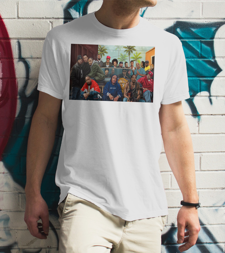 WCHH Hip Hop Legends Collage Icons In Urban Street Scene T-Shirt