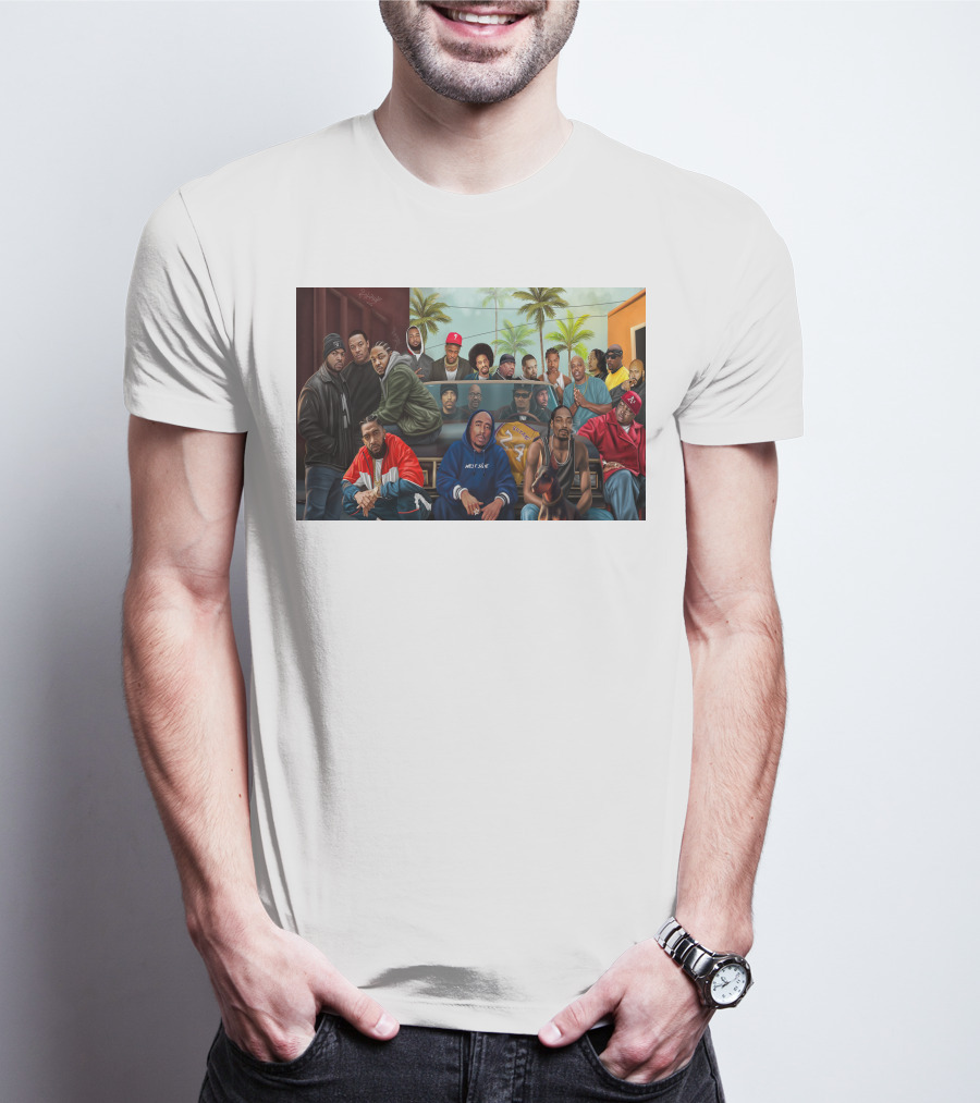 WCHH Hip Hop Legends Collage Icons In Urban Street Scene T-Shirt