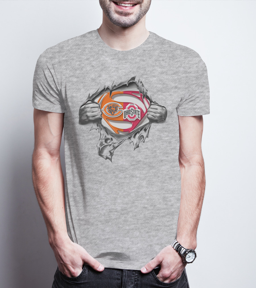 Chicago Bears Ohio State Buckeyes Superman Logo Tear T-Shirt