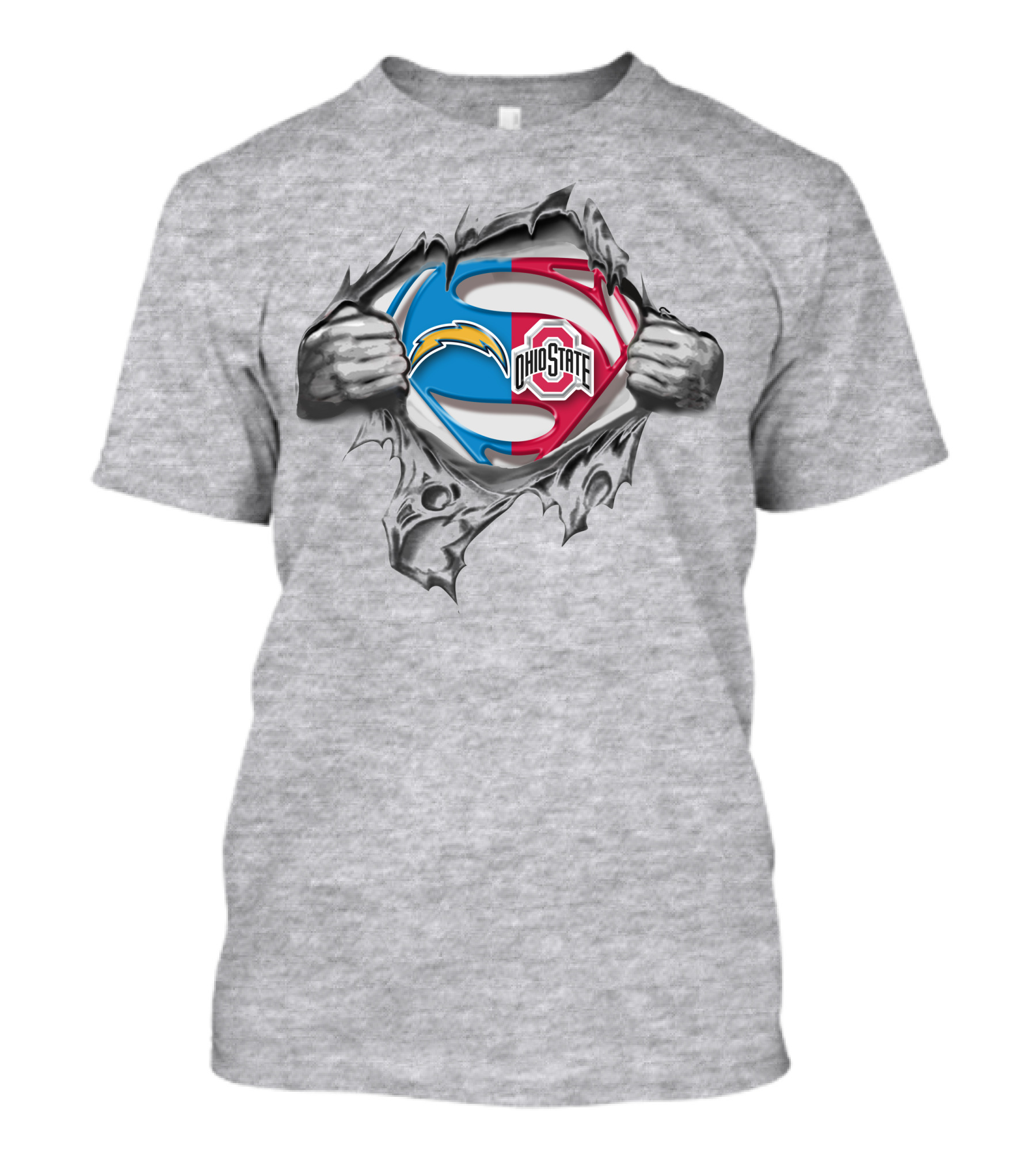 Los Angeles Chargers Ohio State Buckeyes Superman Logo Fusion T-Shirt