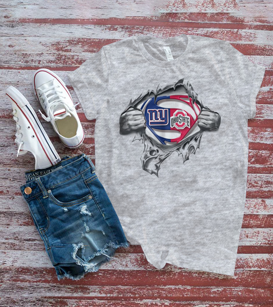 New York Giants Ohio State Buckeyes Superman Logo Burst T-Shirt