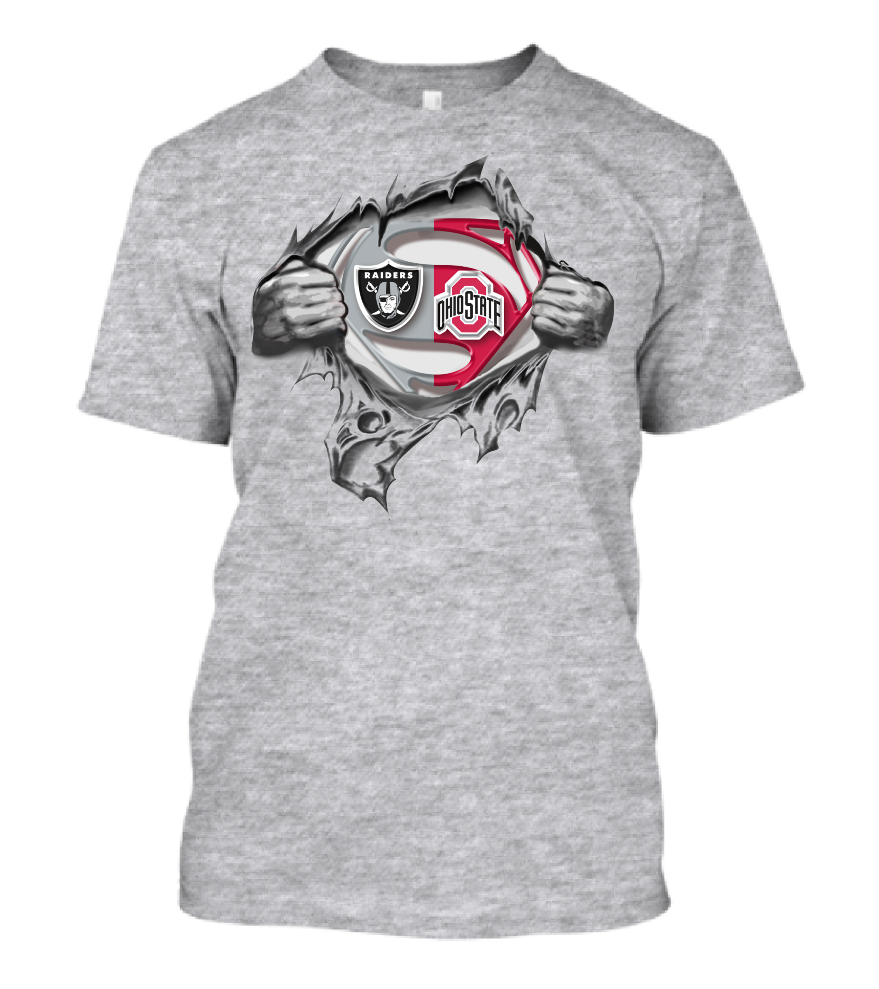 Oakland Raiders Ohio State Buckeyes Super Man Logo Crossover T-Shirt