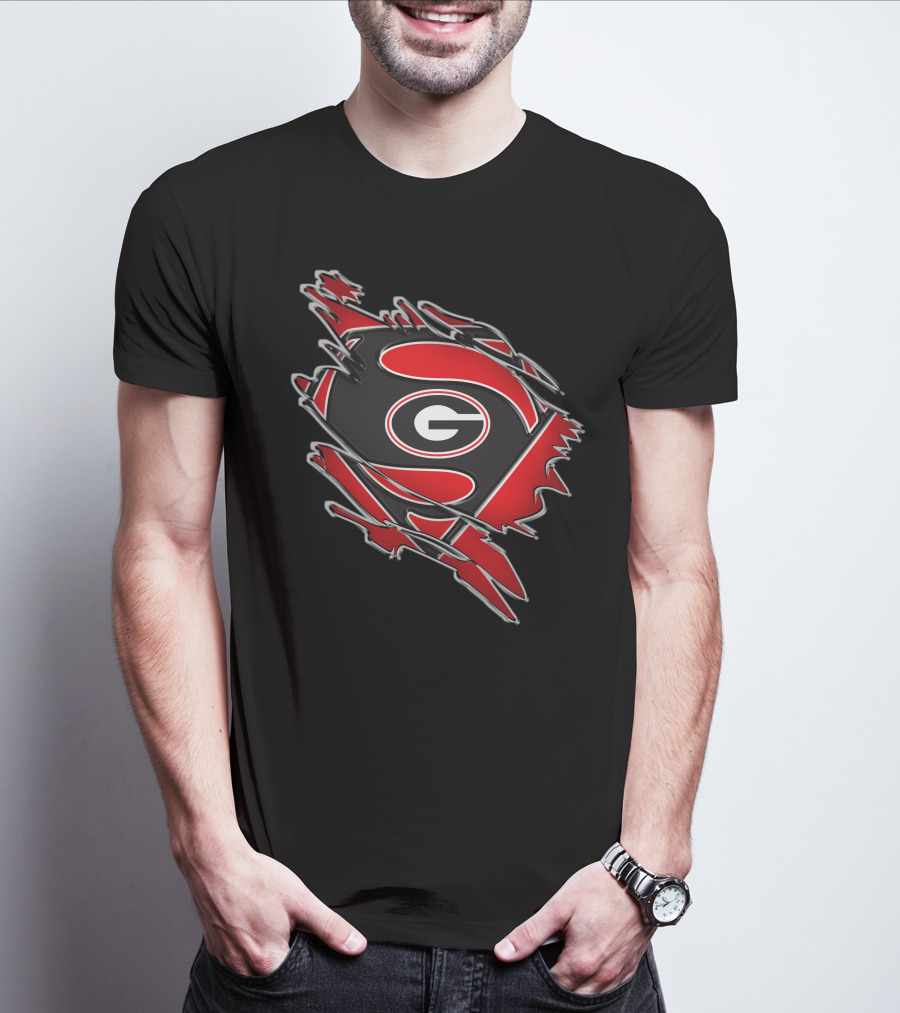 Georgia Bulldogs Superman Logo Fusion T-Shirt