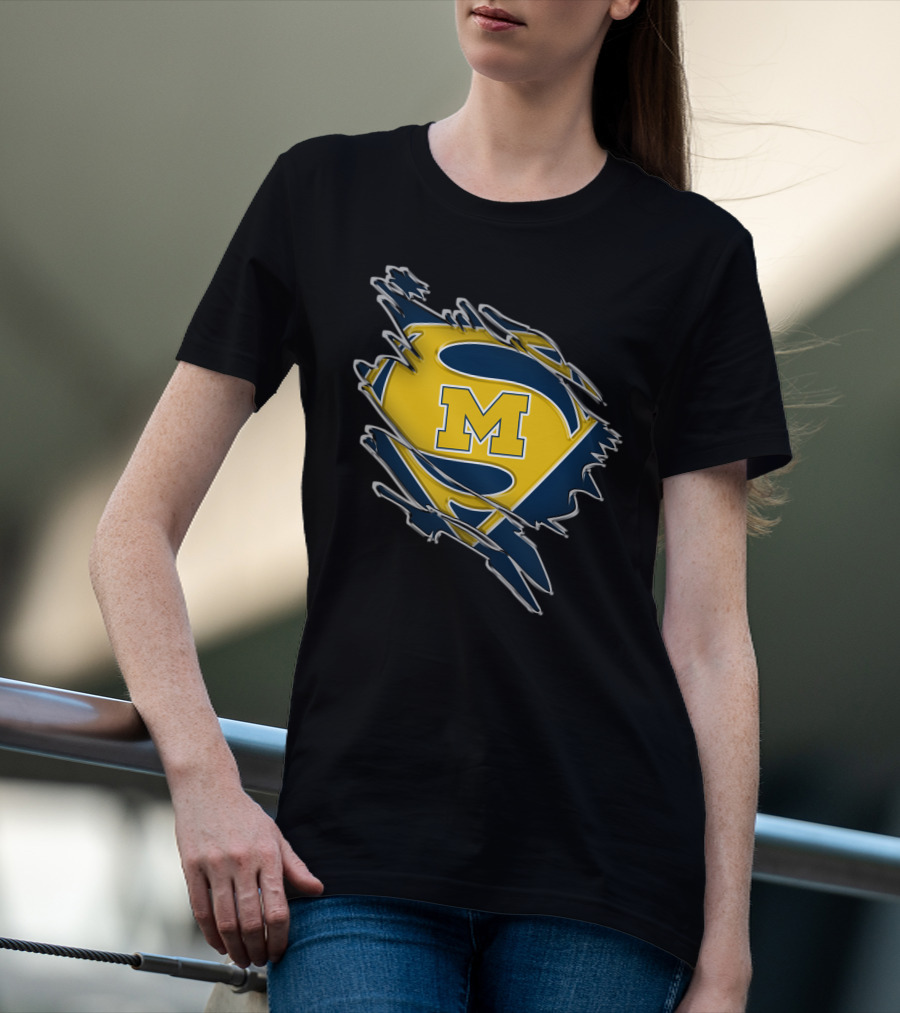 Michigan Wolverines Superman Logo Combination T-Shirt