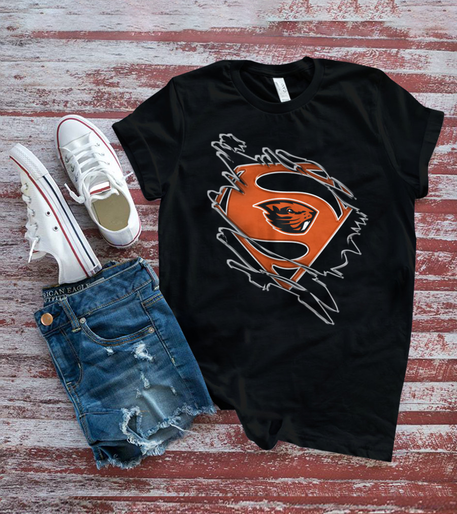 Oregon State Beavers Superman Logo Rip T-Shirt