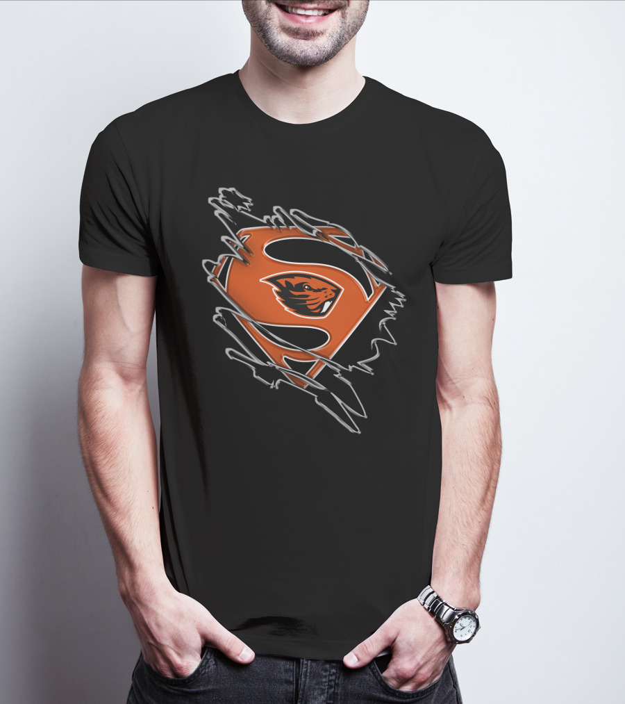 Oregon State Beavers Superman Logo Rip T-Shirt