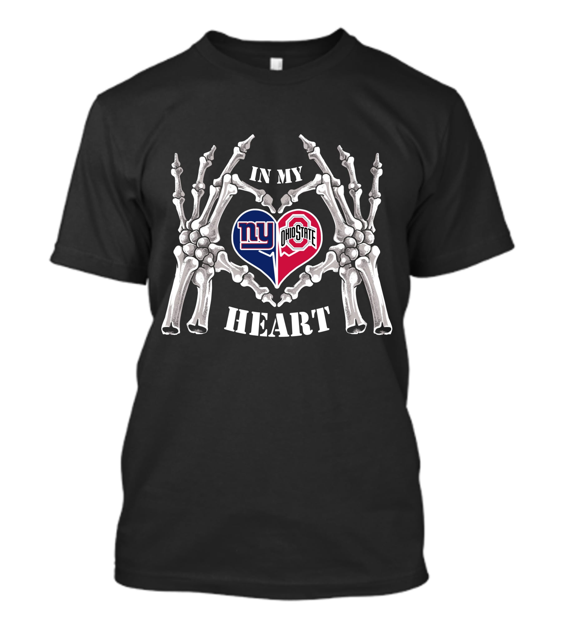 In My Heart New York Giants Ohio State Buckeyes Skeleton Hands T-Shirt