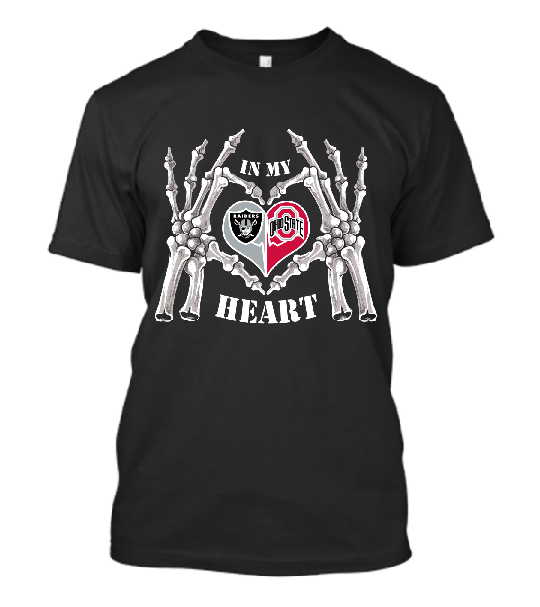 Raiders Ohio State In My Heart Skeleton Hands T-Shirt