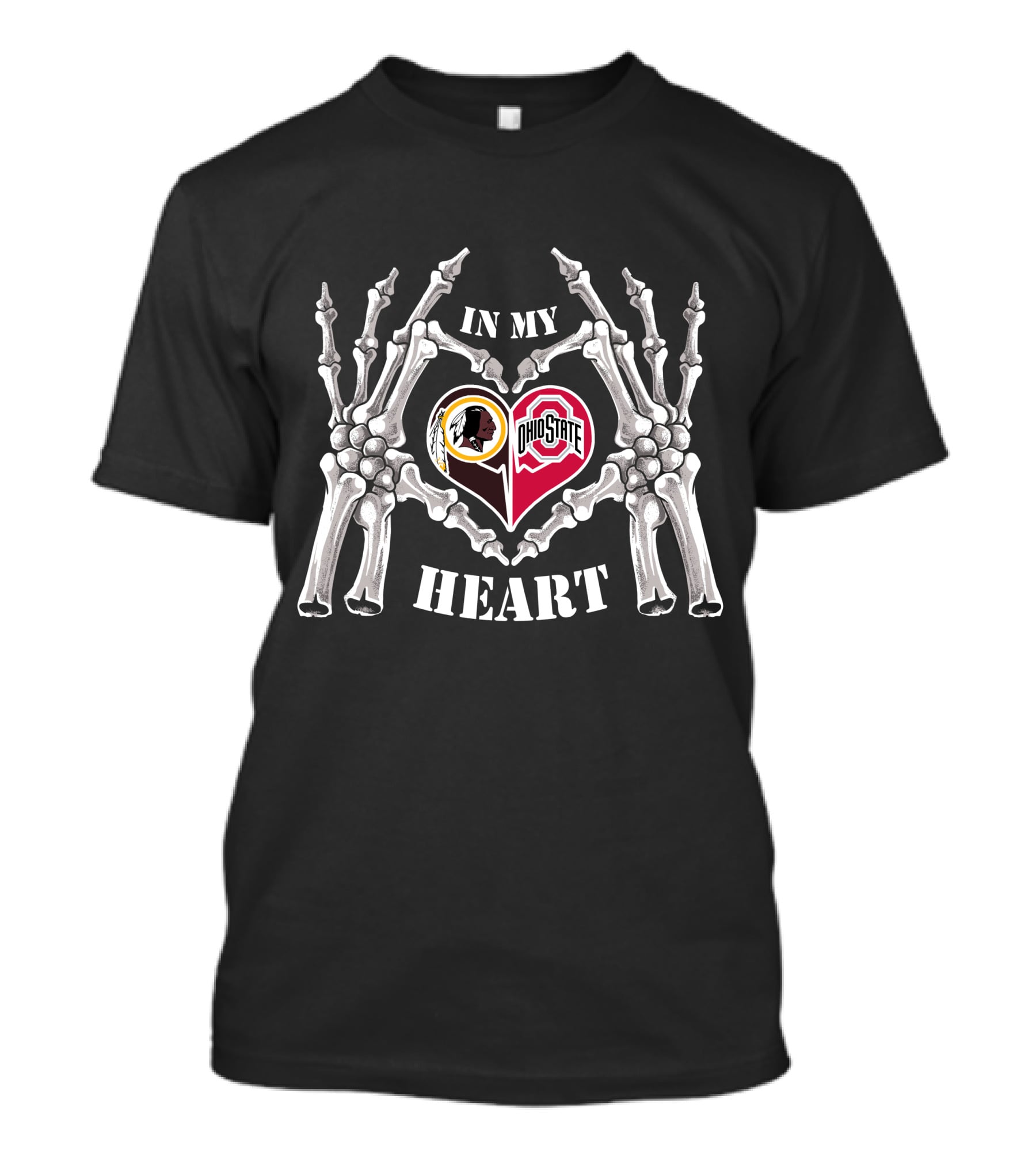 In My Heart Washington Redskins Ohio State Buckeyes Skeleton Halloween T-Shirt