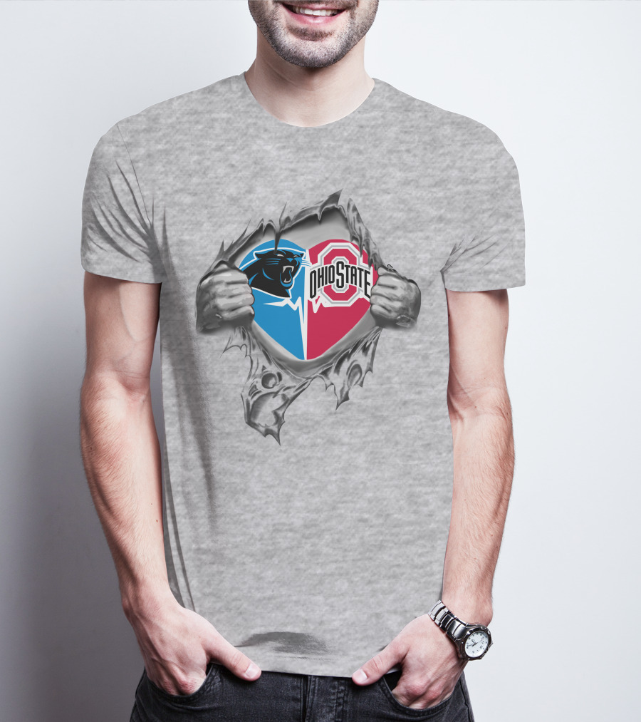 Carolina Panthers Ohio State Buckeyes Logo Mashup T-Shirt