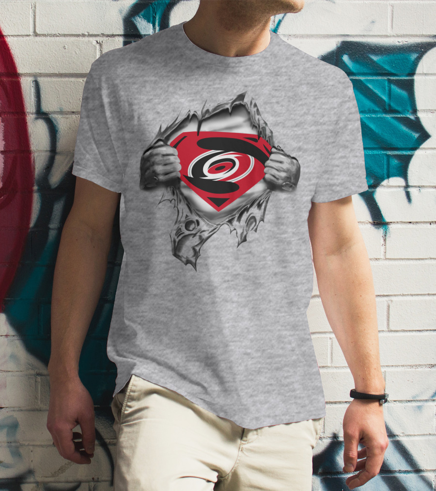 Carolina Hurricanes Superman Logo Busting Through T-Shirt