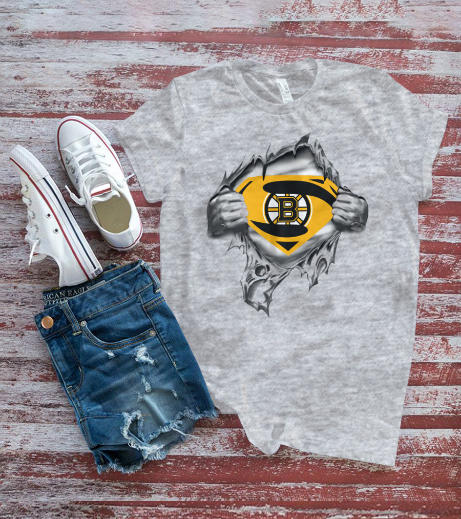 Boston Bruins Superman Logo Reveal T-Shirt