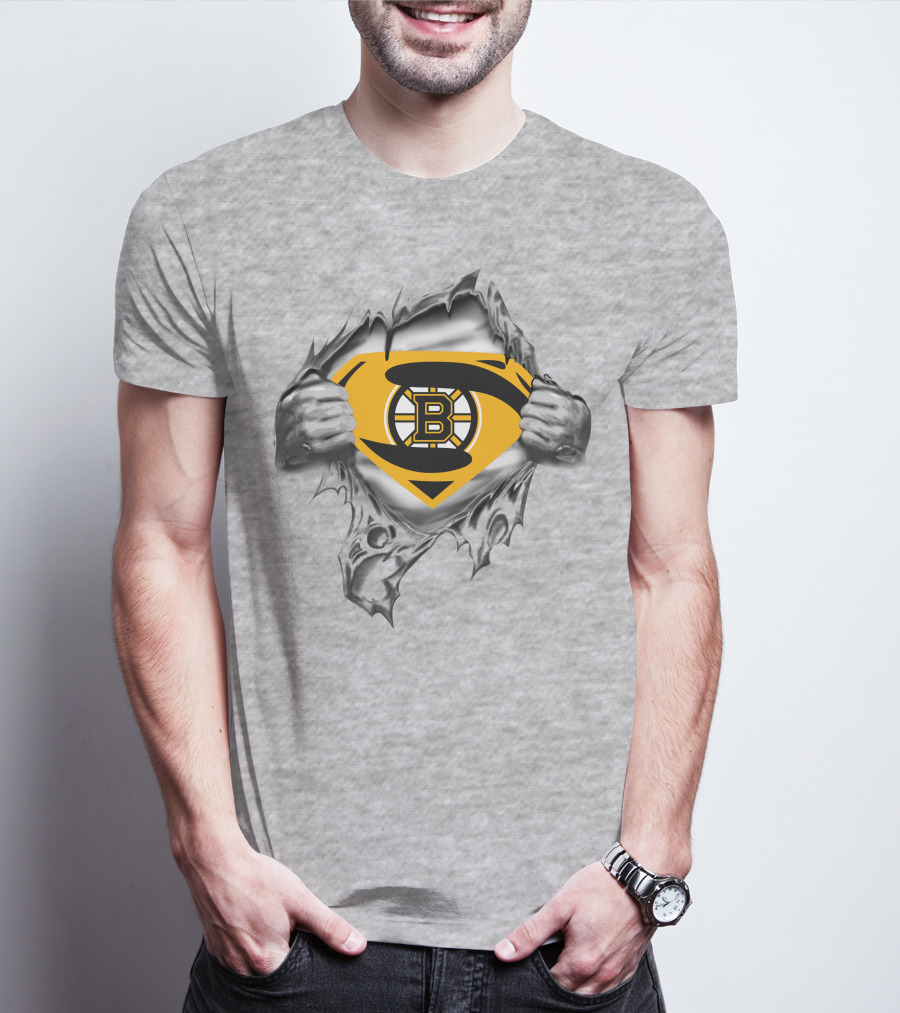 Boston Bruins Superman Logo Reveal T-Shirt