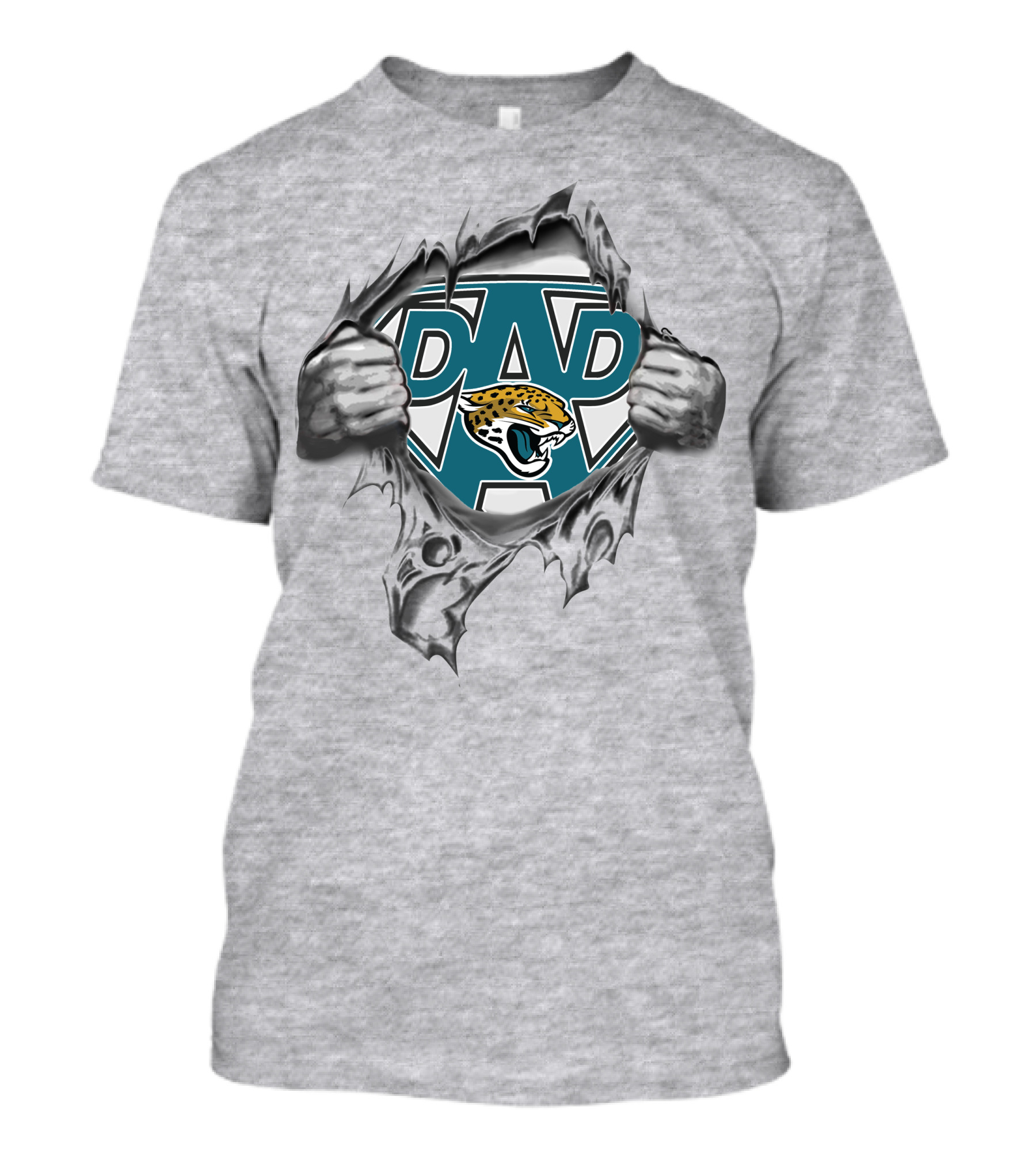 Super Dad Jacksonville Jaguars Fan Logo With Claw Tear Effect T-Shirt