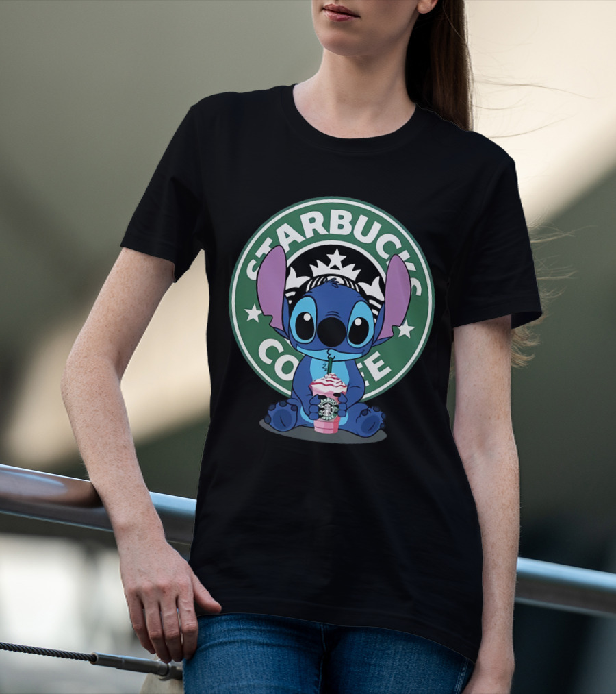 Stitch Drinking Starbucks Coffee T-Shirt