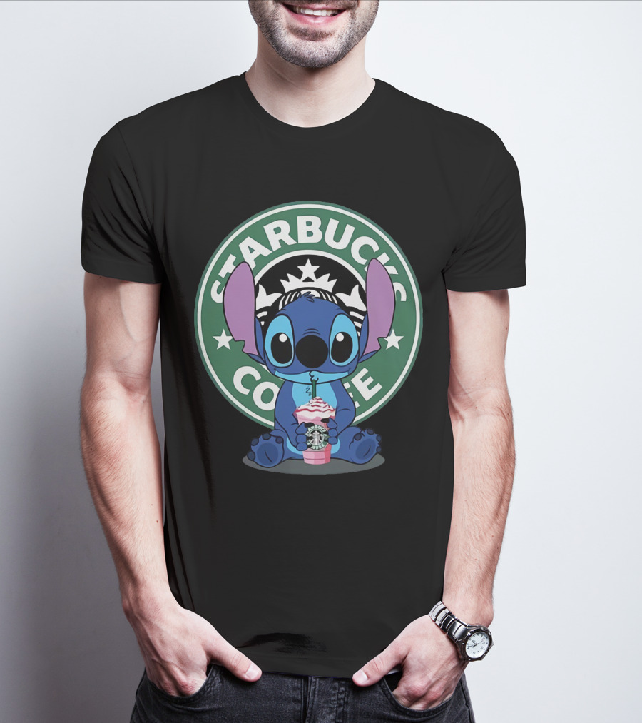 Stitch Drinking Starbucks Coffee T-Shirt