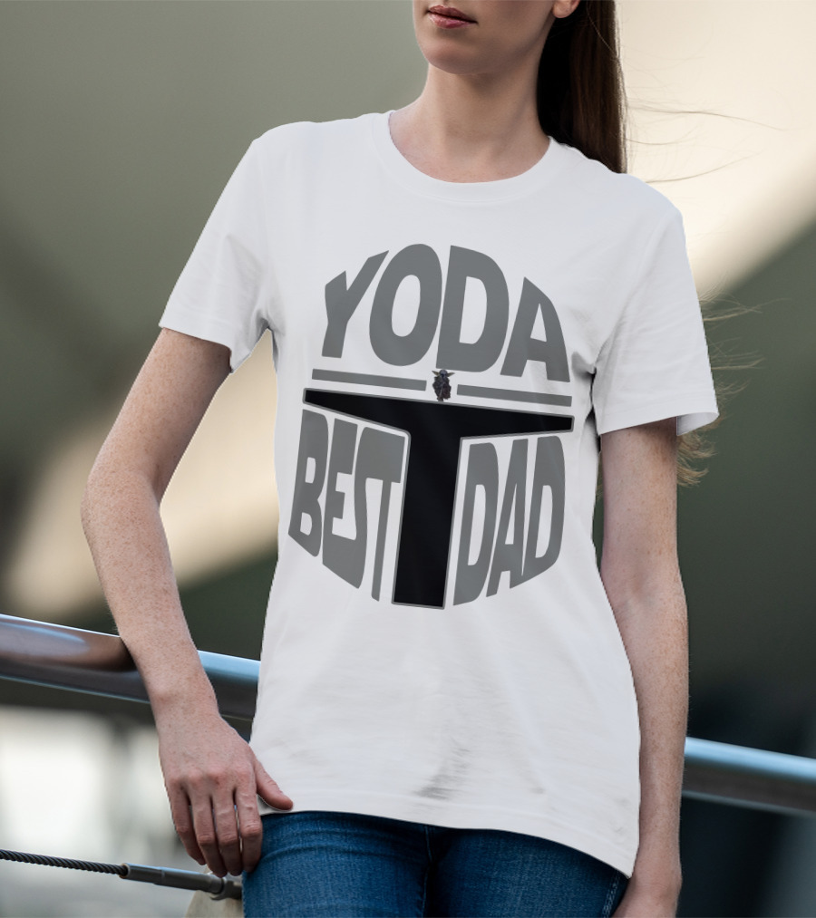Yoda Best Dad The Mandalorian Helmet Baby Yoda T-Shirt