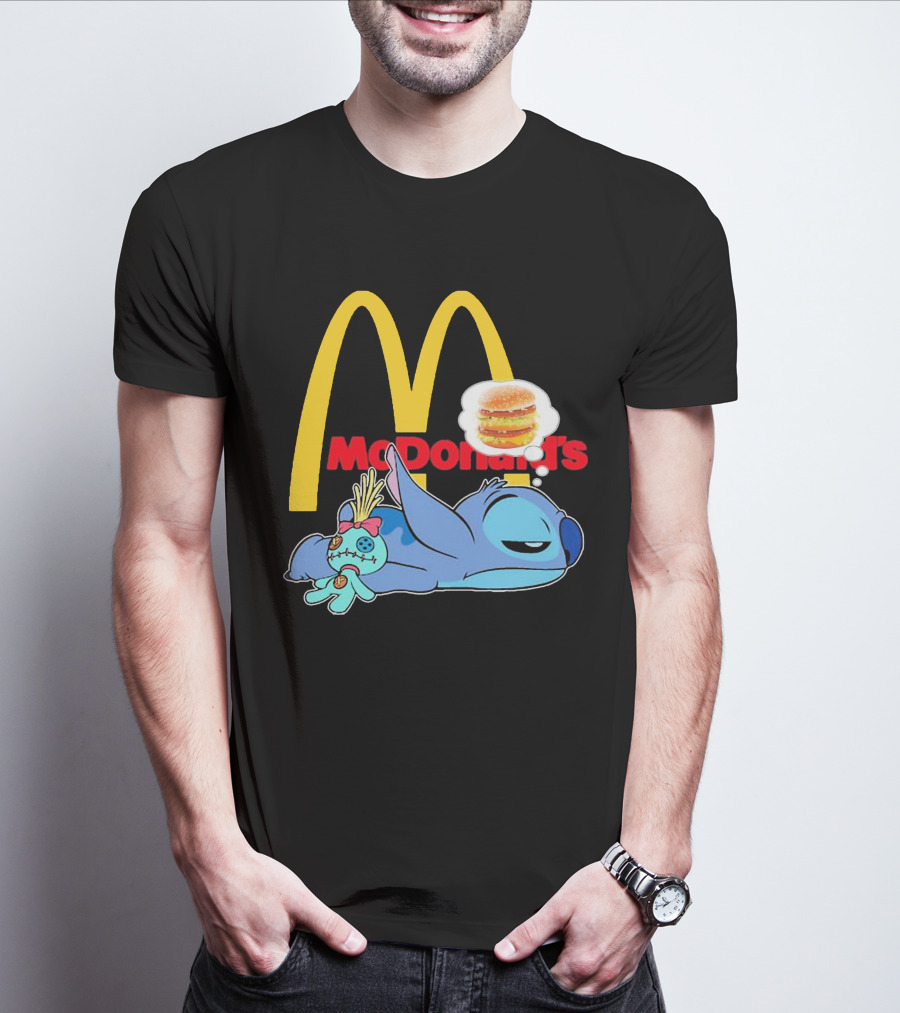 Stitch Sleeping Under McDonald's Golden Arches Dreaming Of Burger T-Shirt