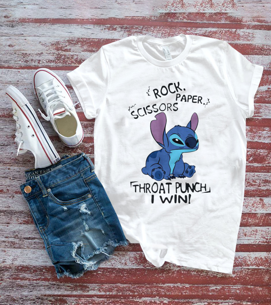 Stitch Rock Paper Scissors Throat Punch I Win T-Shirt