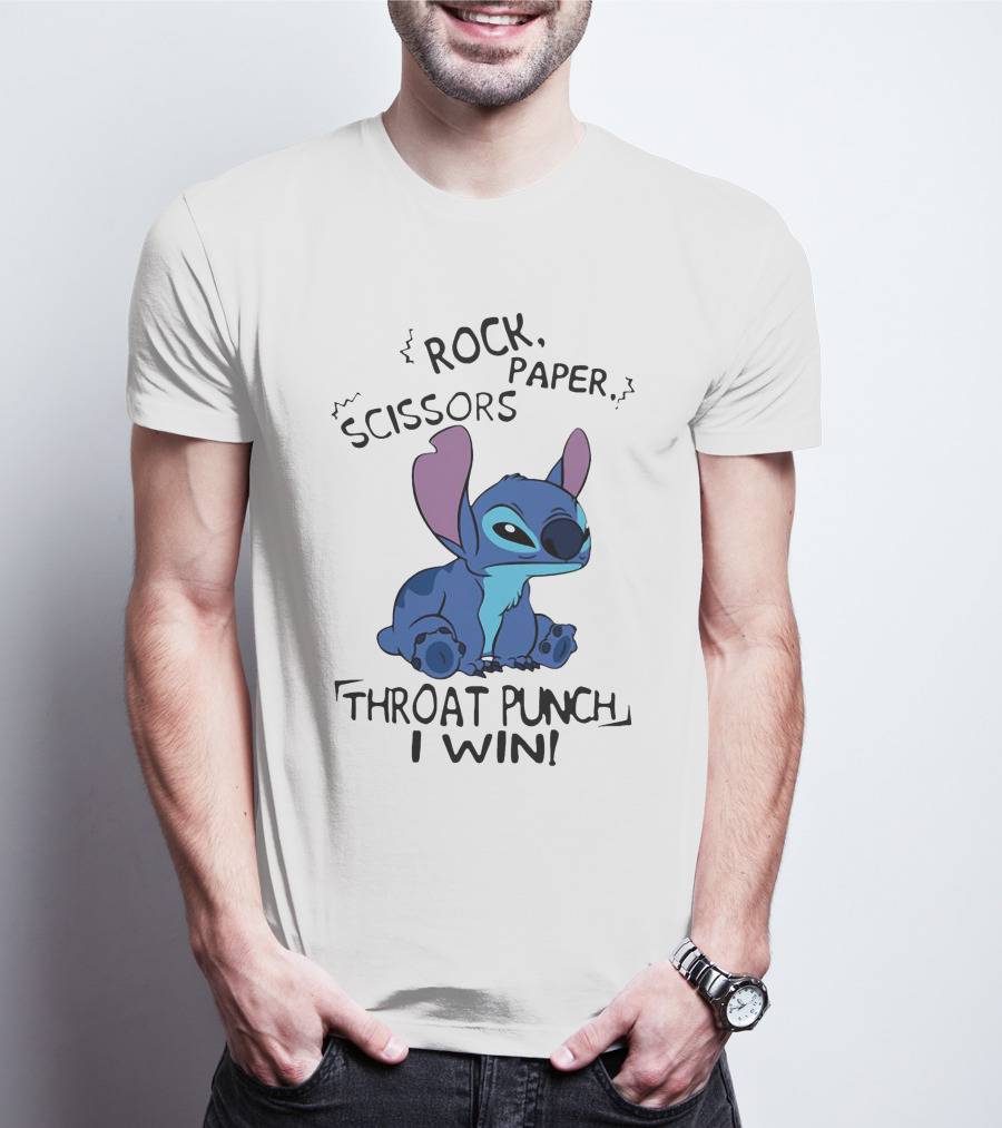 Stitch Rock Paper Scissors Throat Punch I Win T-Shirt