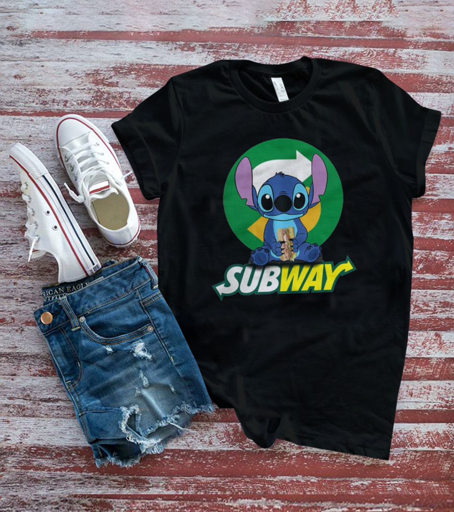 Baby Stitch Holding Subway Sandwich T-Shirt