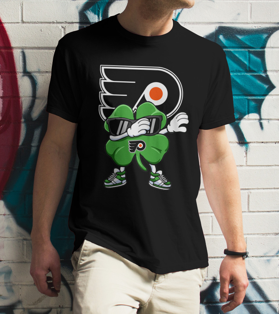 Philadelphia Flyers Clover Dab With Mascot Sneakers And Shades T-Shirt