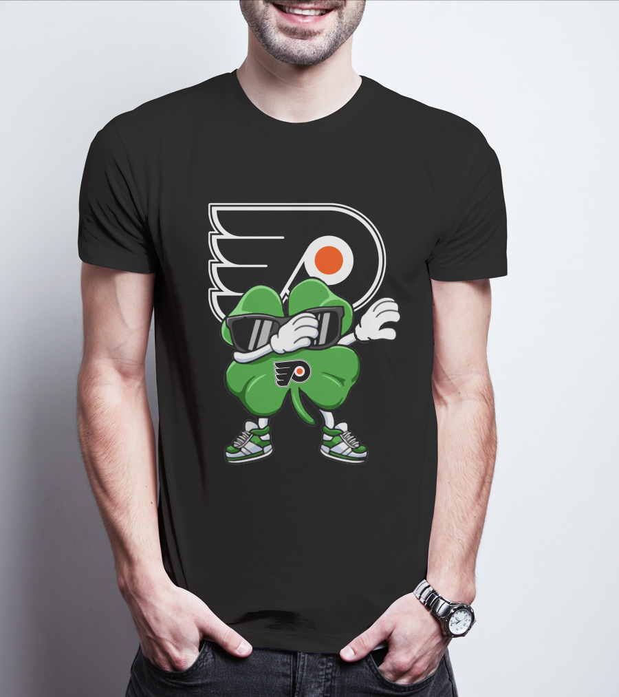 Philadelphia Flyers Clover Dab With Mascot Sneakers And Shades T-Shirt