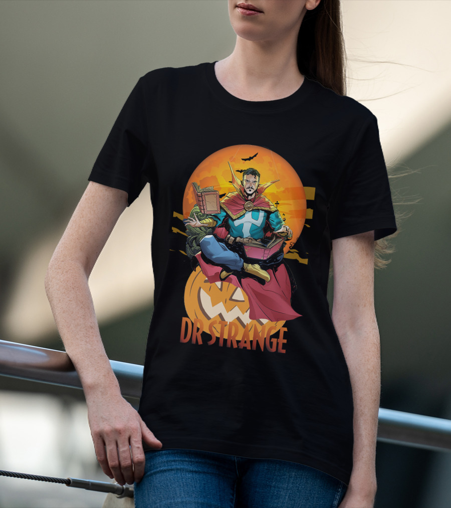 Dr Strange Halloween Comic Art Pumpkin Moon T-Shirt