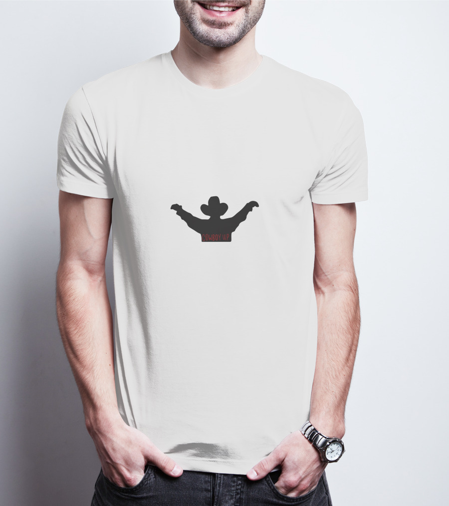 Cowboy Up Silhouette With Raised Arms T-Shirt