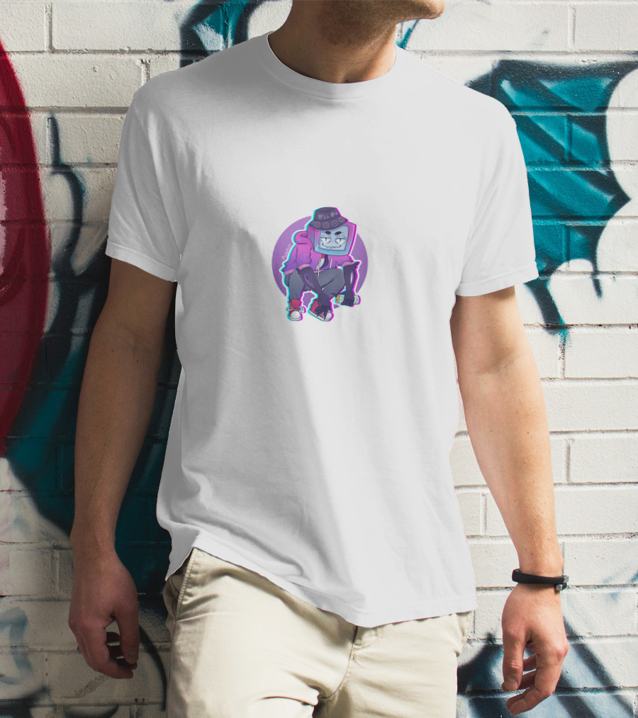 Pyrocynical TV Head Character With Purple Neon Aesthetic And Sneakers T-Shirt