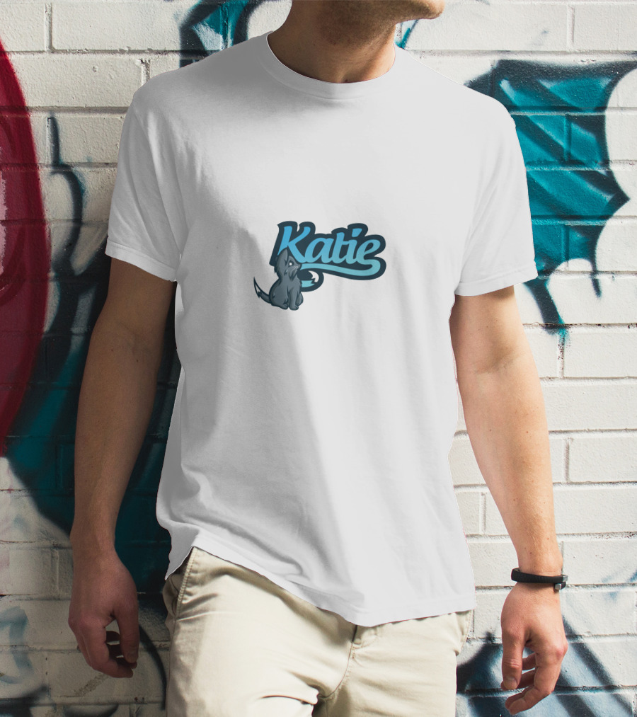 Katie Pup Blue Script T-Shirt