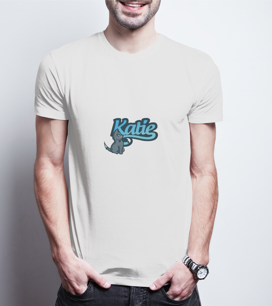 Katie Pup Blue Script T-Shirt