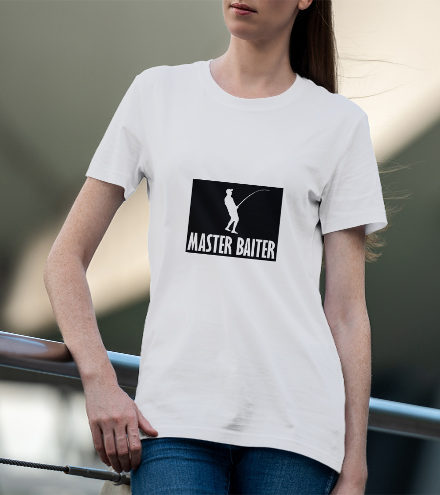 Master Baiter Fishing Silhouette Joke T-Shirt