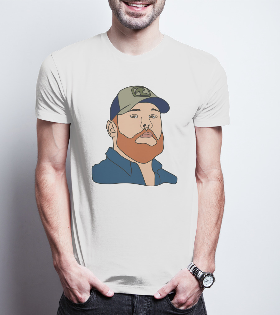 Luke Combs Portrait Hat And Beard T-Shirt