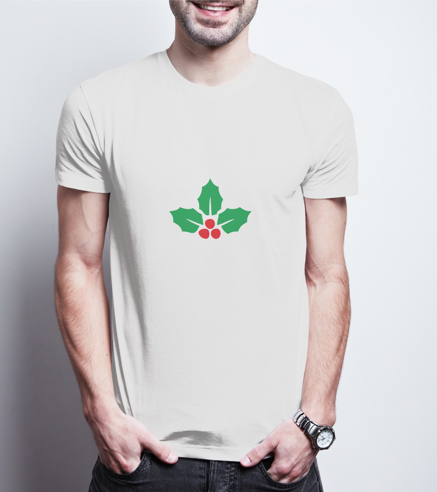 Holly Green Leaves And Red Berries T-Shirt