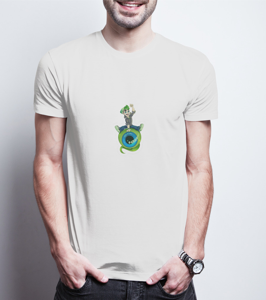 Jacksepticeye Character Riding Green Eye With Green Hair T-Shirt