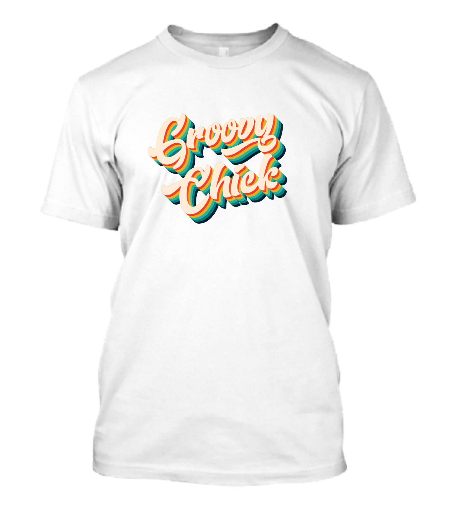Groovy Chick Retro Multi-Color 3D Text T-Shirt