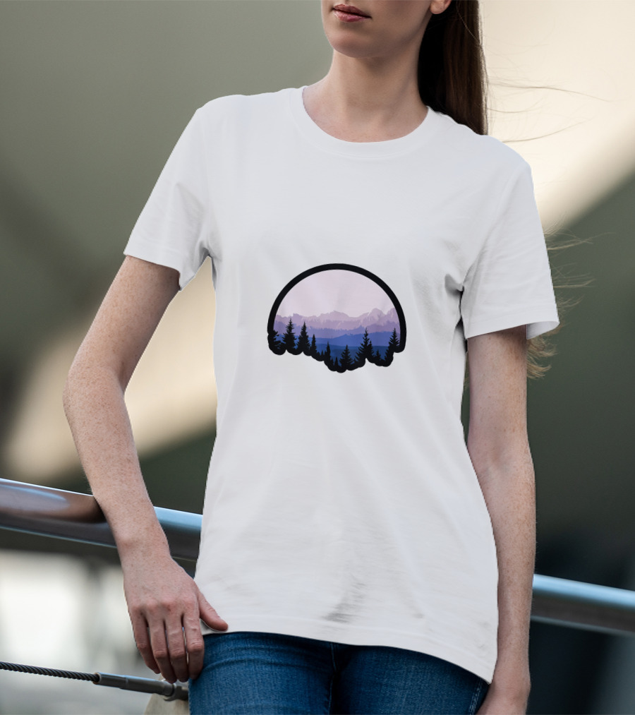 Mountain Strong Alpine Silhouette Forest Scene T-Shirt