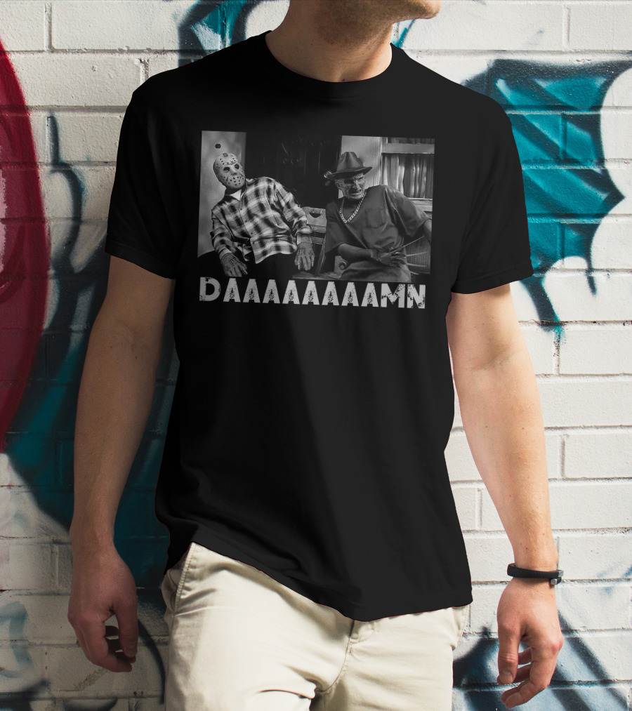 Slashers Daaaaaaamn Jason Voorhees And Freddy Krueger Reaction Scene T-Shirt