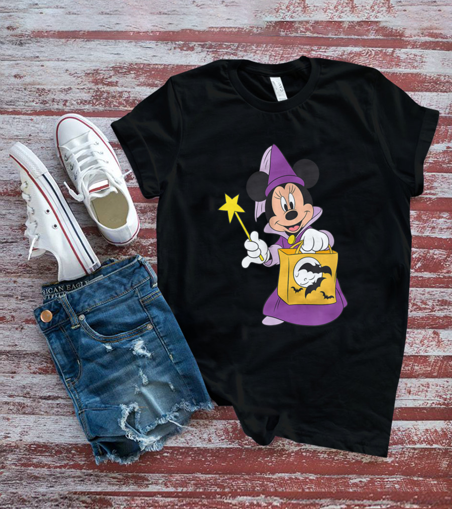 Disney Halloween Minnie Mouse Witch Costume With Magic Wand And Trick-or-Treat Bag T-Shirt