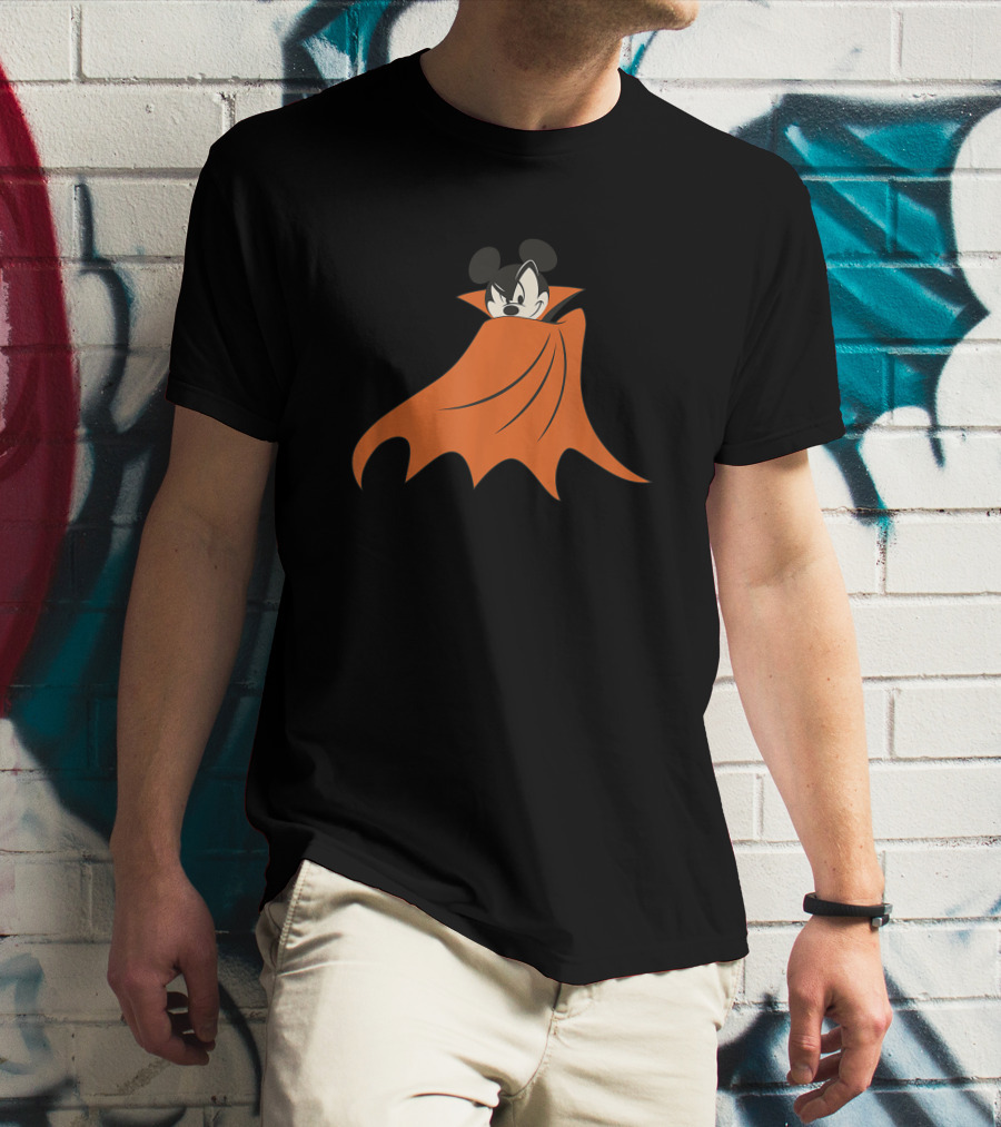 Disney Halloween Mickey Mouse Vampire Cape Smirk T-Shirt